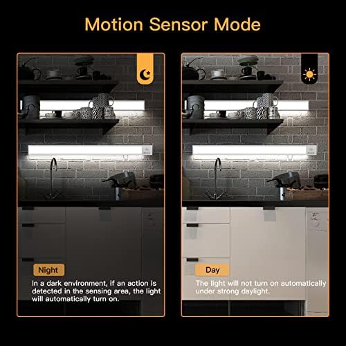 40cm Under Cabinet Lights, OSSLOVE 71 LED Under Cupboard Lights Motion Sensor Lights 1500mAh USB Rechargeable Under Cabinet Kitchen Light 3 Modes Dimmable Closet Light for Bedroom Hallway Garage