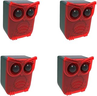 Solar Outdoor Motion Sensor Alarm 129db Loud Noise Maker 13 Sound Detector Strobe Light, 4 Modes Animal Deterrent Dog Barking Alarm Mount on Ground or Fence for Garden Yard (4 Pack)