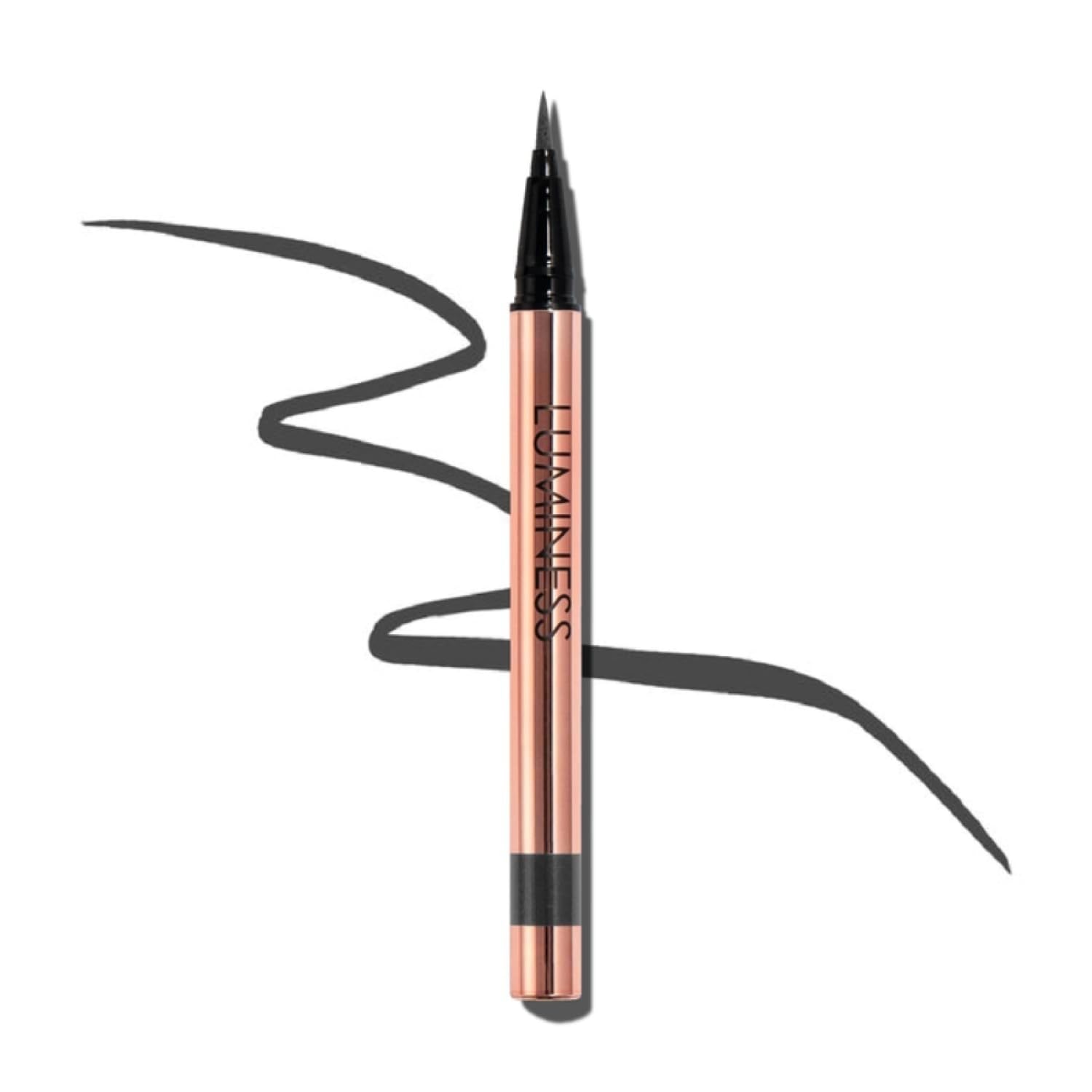 LUMINESS Waterproof Liquid Eyeliner - All-Day Eye Makeup w/Fine Brush Tip, Smooth & Blendable, Long-Wear Smudge-Proof, Cruelty-Free, No Budge, Fade-Proof, Safe for Sensitive Eyes (Charcoal)
