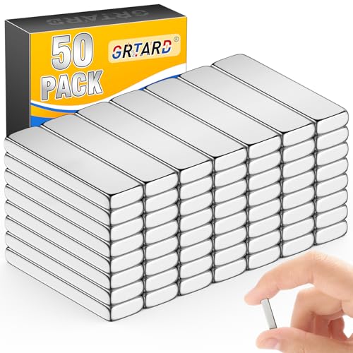 Image of 50pcs Strong Neodymium Magnets, 20x5x2mm Rare Earth Magnetic Bars | Heavy Duty Rectangular Magnetic Bars, Super Strong Bar Magnets for Crafts, Kitchen, DIY Tool Storage, Science, Office