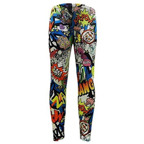 A2Z 4 Kids Girls Various Print Fashion Leggings - Comic Book - 9-10 Years