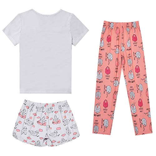 Image of Mirawise Girls 3 Pc Pajamas Sleepwear Cotton Pjs Clothes Set 4-13 Years