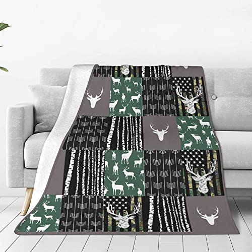 Deer Sofa Throw Blanket Flannel Super Soft Warm Fleece Bedspread Home Decor All Season For Bed Couch Living Room Large 50"X40" In #TOP1