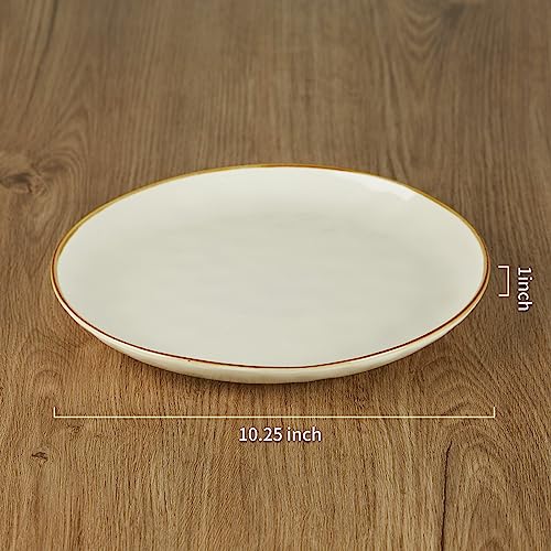 famiware Dinner Plates Set of 6, 10.25 inch Pasta Plate, Ocean Round Stoneware Dessert Plates Dish Set for Kitchen Microwave Dishwasher Safe, Scratch Resistant, Vanilla White by famiware - Used condition - Image 2