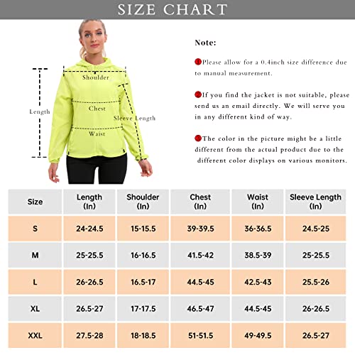 Fopnew Women's Weatherproof Running Cycling Jacket, Super Lightweight Packable Outdoor Sports Hoodie Breathable Coat Fluorescein #TOP5