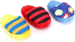 3PCS Plush Dog Toy Dog Chewing Toys Dog Teeth Cleaning Toy Slipper Shape Dog Sounding Toy for Puppy Medium Large Dogs