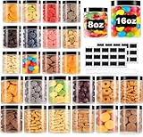 Large & Small Plastic Jars Combo (24 Pack) 12 Large 16 oz & 12 Small 8 oz Leak-Proof Clear Containers with Lids, Mason Jars, Perfect for Storing Spices, Cookie, Candy, Slime and Dry Food, Empty Jars