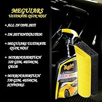 Lack Versiegelung Set | Meguiar's Ultimate Quik Wax Spray 473ml + 2x Poliertuch | Nano Sprühwachs mit Abperleffekt | Auto Sprühversiegelung – Ansicht 3