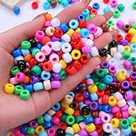 3500+PCS Pony Beads for Bracelet Necklace Making, Multi-Color Plastic Craft Beads Seed Beads with Big Hole for DIY Craft Kandi Jewelry Hair Braiding