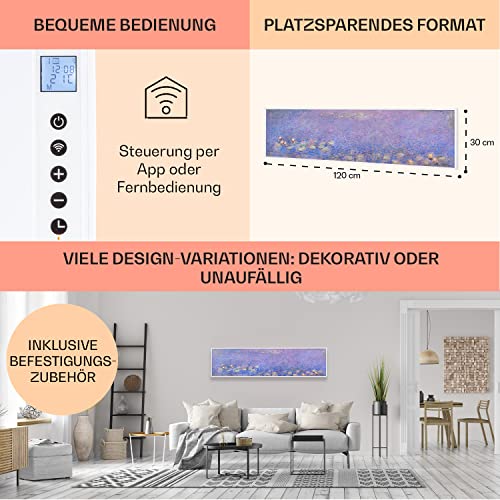 Klarstein Infrarotheizung mit Thermostat, 350W Elektroheizung, Smart Home Bild- Infrarotheizung zur Wandmontage, IR mit IoT/ WiFi App- Control, Feuchtraum Flach- Heizkörper, CO2- Freie Wand Heizung-6
