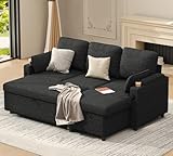 DURASPACE Schlafsofa Ausziehbare Schlafcouch 2-in-1-Wandelbares Ecksofa mit Stauraum, L-förmiges Ecksofa für kleine Räume, Wohnzimmer, Wohnung (Dunkelgrau)