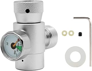 Jeffergarden Connettività Kit Adattatore Ricarica Serbatoio di riempimento CO2, Adattatore Connettori Serbatoio di riempimento CO2 per Accessori per bibite (# 3: Adattatore Argento con misuratore)