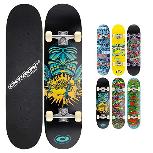 ERNAN Skateboard 80x20cm Pour Enfant Et Adulte - Plateau 7 Plis Érable, Roulements ABEC-7, T-Tool Inclus