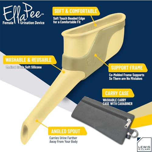 Lewis N. Clark EllaPee Female Urination Device, Reusable + Portable Bathroom, Female Urinal for Hiking, Outdoor, and Camping Essentials, Made with Medical Grade Silicone, Khaki