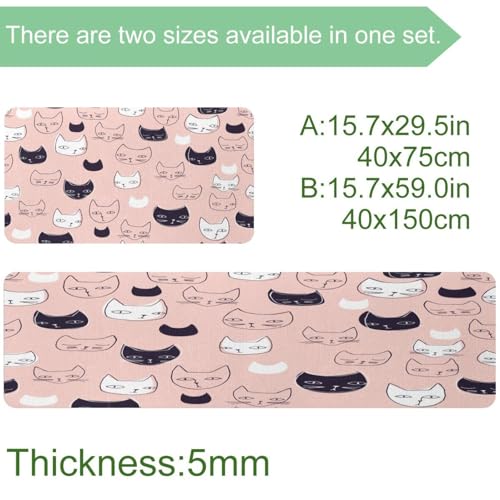 Tapis de cuisine antidérapants lavables noir et blanc motif chat - 3