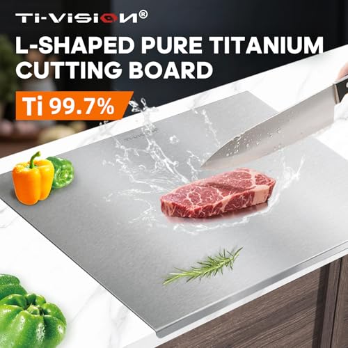 Ti-Vision Pure Titanium Cutting Board with Countertop Lip for Kitchen by Ti-Vision - Used condition - Image 5