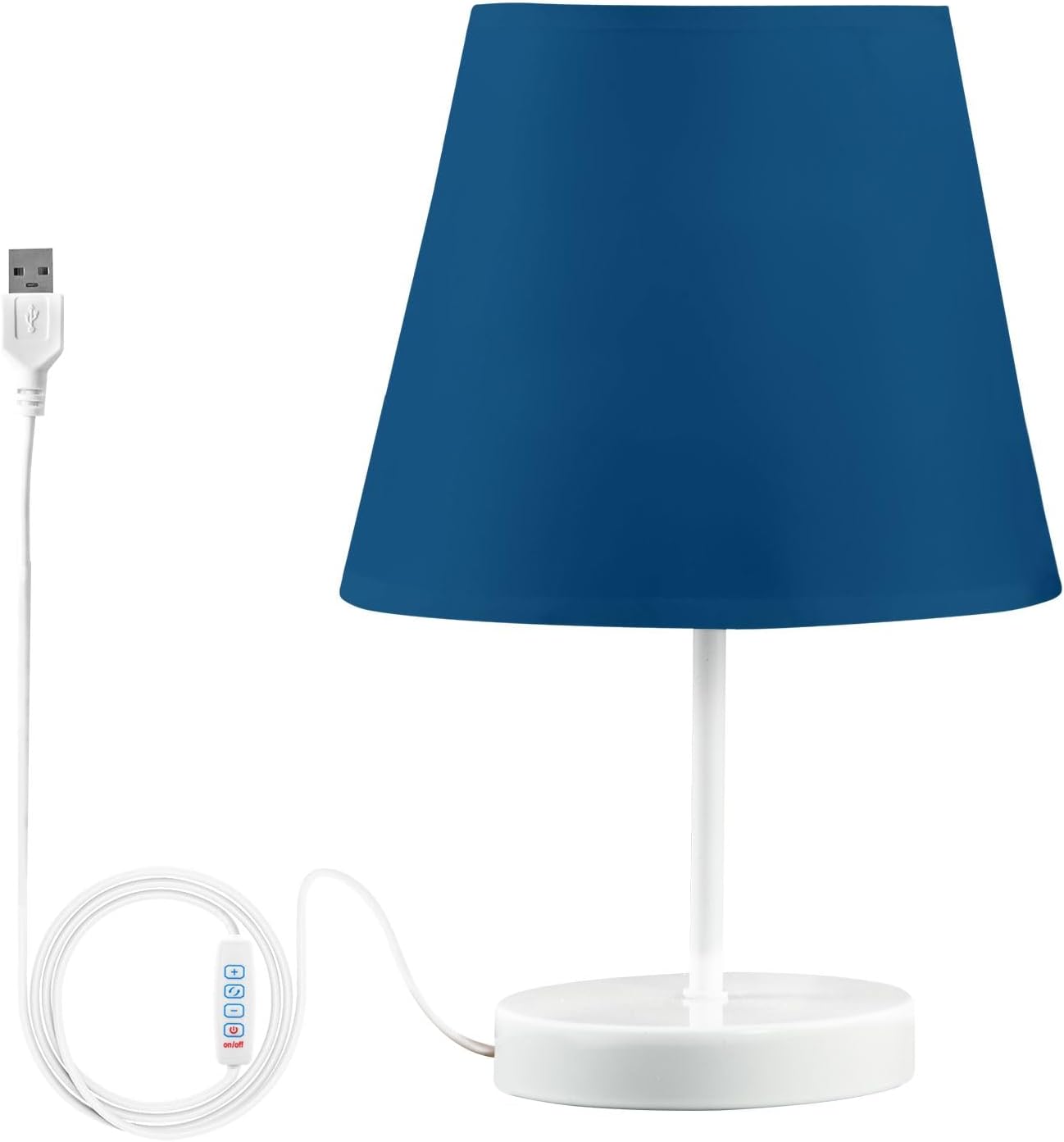 ODAWA Bedroom Tabletop Lamp Marine Blue Nightstand Lamps with USB Ports Desk Lamp Soft Warm Light