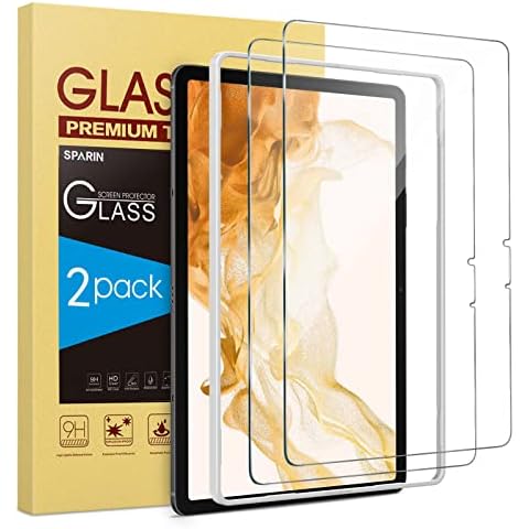SPARIN 2 Stück Schutzfolie für Samsung Galaxy Tab S8 und Galaxy Tab S7 11 Zoll, mit Positionierungshilfe, 9H Härte Gehärtete Glas Displayschutzfolie für Galaxy Tab S8 2022 Cover