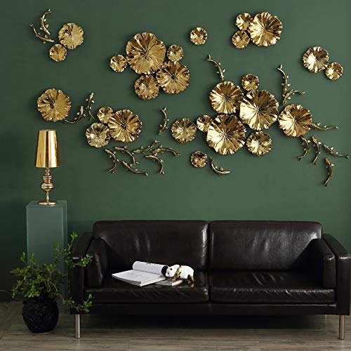 Insiswiner Gold Wall Decor Lotus Leaf Ceramic Statues Home Modern Style Ornaments For Living Room, Bedroom, Office #TOP3