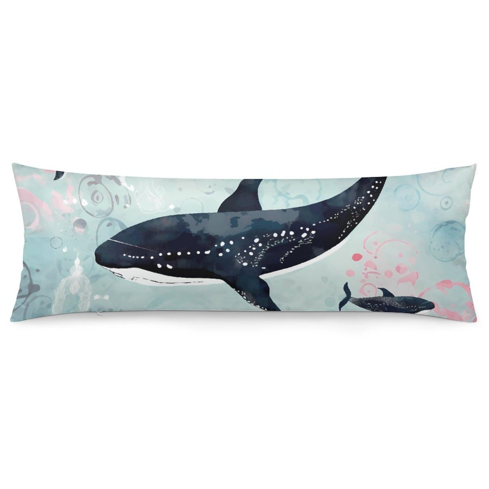2 Pack Pillow Cases for Hair and Skin, Soft Breathable Pillow Case Covers with Hidden Zipper, Whale Pillowcase 20"x54" Pillow Covers for Sleeping Gift