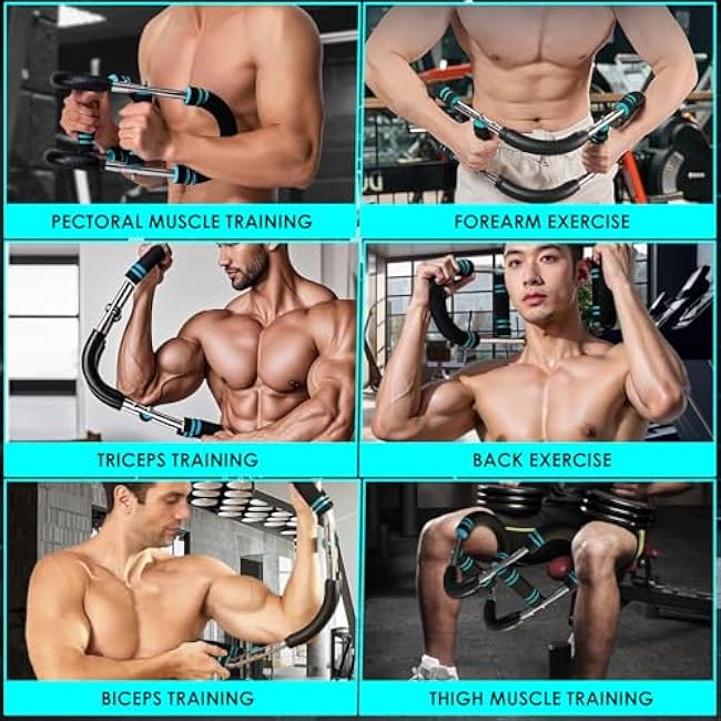 Chest Workout Equipment,Twister Arm Trainer Adjustable Chest Trainer£¬Removable U-Shaped Arm Weights Portable Upper Body Exerciser for Fitness on The Go£¨Blue-Black£©