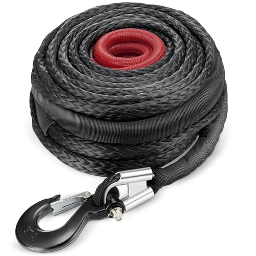 Marsui 1/2" x 100 ft Synthetic Winch Rope Kit with Hook