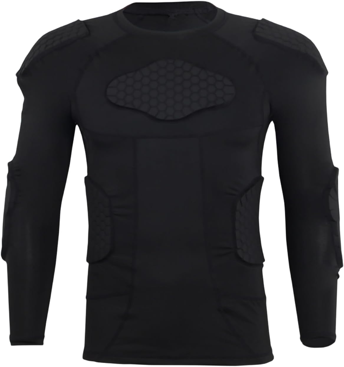 Topeter Men’s Padded Compression Shirt Long Sleeve Shoulder Chest Rib Protector T-shirt