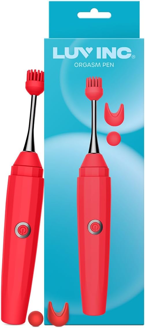 Luv Inc Orgasm Pen Vibrator Adult Sex Toy for Women - High Frequency Discreet Mini Clitoral Stimulator with 3 Interchangeable Tips - 100% Waterproof, USB Rechargeable Female Adult Toys (Coral)