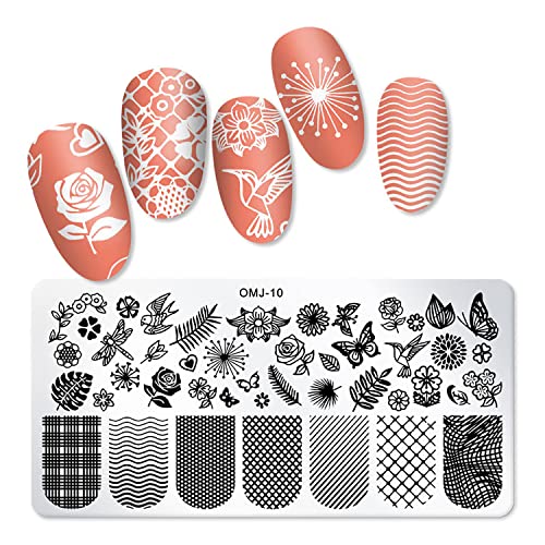 Nail Stamping Plate, Danneasy 6 Pieces Nail Stamp Nail Stencils Nail Art Template Butterfly Geometry Design Nail Supplies Manicure Stamping(Chic Series) #TOP7