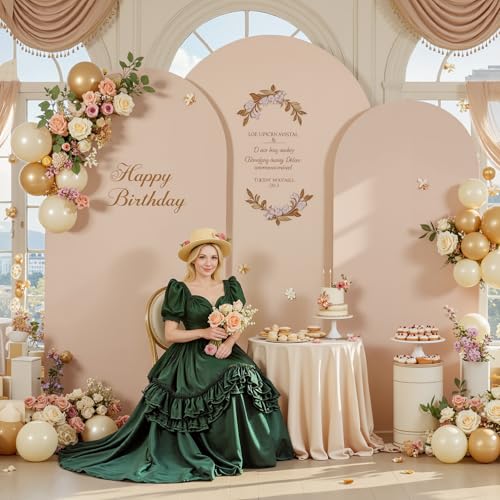 Nude Arch Backdrop Cover 7.2ft 6.6ft 6ft Arch Cover Set of 3 Arch Covers Stretchy Backdrop for Wedding Party Baby Shower Birthday Photography Spandex Arch Stand Covers Backdrop Curtains Decor