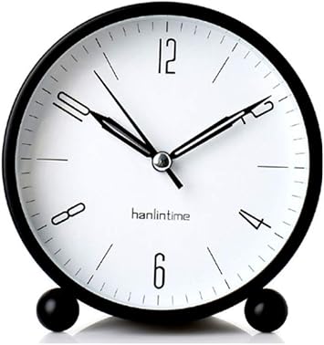 Analog Alarm Clock,Easy Set Small Desk Clock,Non Ticking,with Night Light, Battery Powered Super Silent Alarm Clock,Black