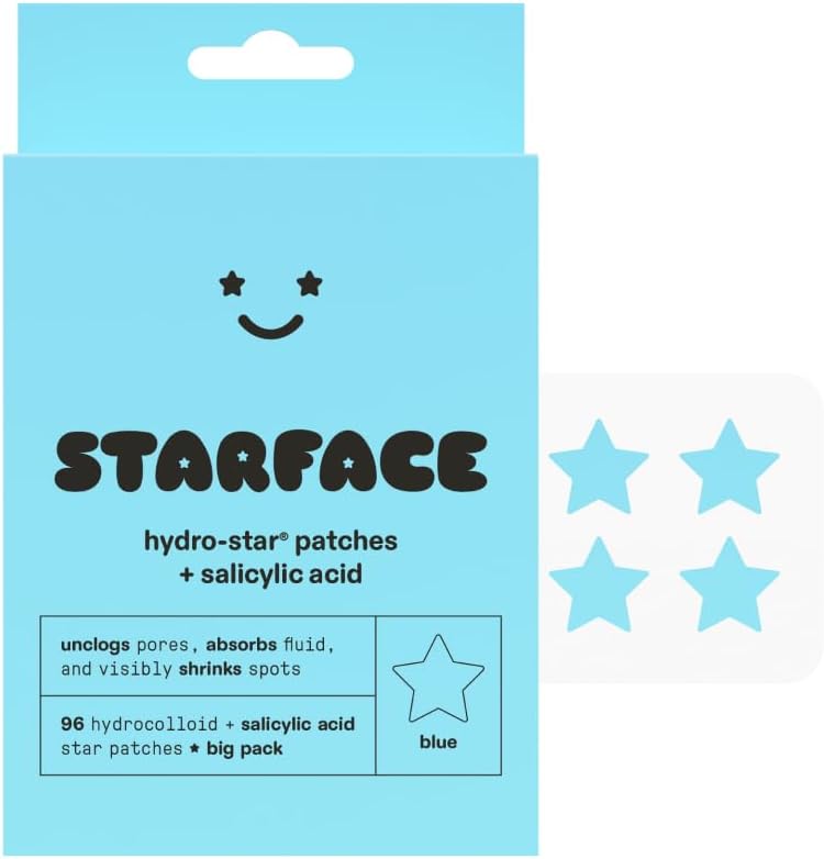 Starface Hydro-Star + Salicylic Acid BIG PACK, Hydrocolloid Pimple Patches With 1% Salicylic Acid, Helps Soothe Deep Spots, Cute Star Shape (96 Count)