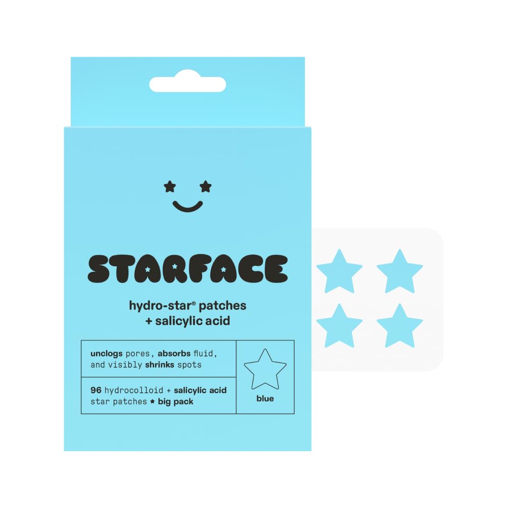 Starface World Starface Hydro-Star + Salicylic Acid Big Pack, Hydrocolloid Pimple Patches with 1% Salicylic Acid, Helps Soothe Deep Spots, Cute Star Shape (96 Count)