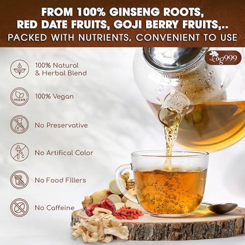 Image of TOG999 30 Bags Ginseng Seven Treasures Kidney Tea, Traditional Chinese Formula for Men & Women, Daily Balance & Herbal Cleansing Routine, 100% Natural Ingredients, Caffeine Free, Non-GMO, Vegan