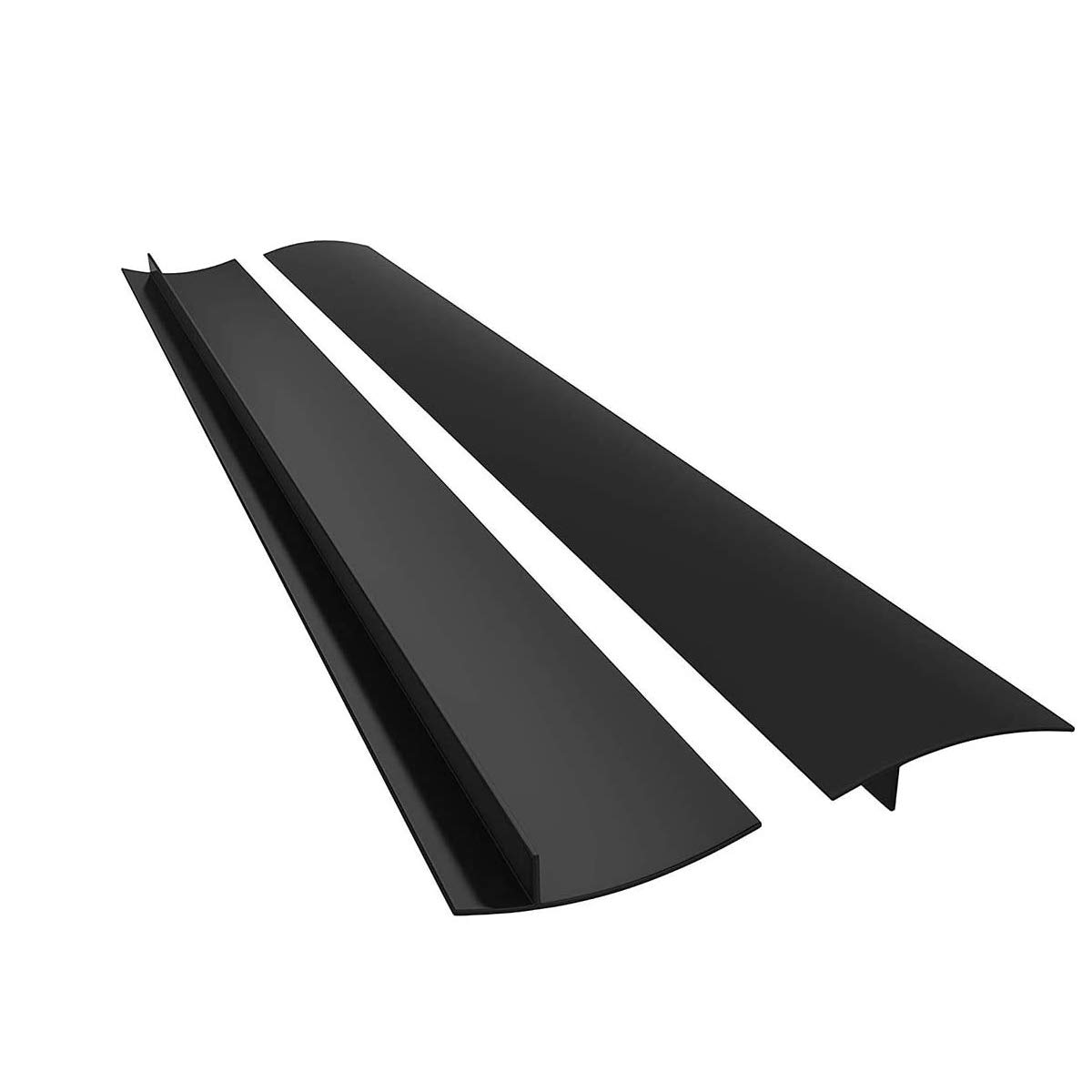 Silicone Stove Gap Covers, 25 Inch Long 2 Pack Heat Resistant Gap Filler, to Seal gap of Stove Top, Counter, Oven, Dishwasher safe, Non-slip and Easy to Clean, Black