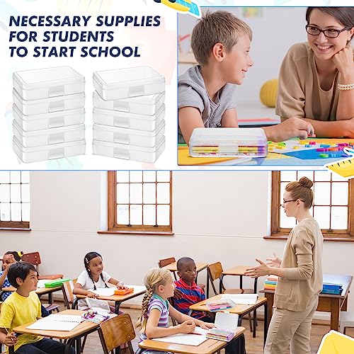 Image of Honoson 60 Pcs Hard Plastic Pencil Case Bulk 8 x 5 x 2 Inch Clear Pencil Box Utility Crayon Storage Box Multi Purpose Organizer for Pens Pencils Office Supplies(White)
