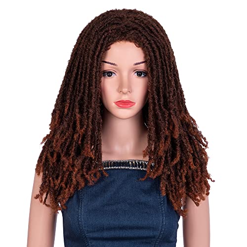 Noble Girl Dreadlock Wig Afro Curly Braided Twist Wigs For Black Women And Men Ombre Brown Synthetic Faux Locs Crochet Braids Hair Wigs 22 Inch #TOP22