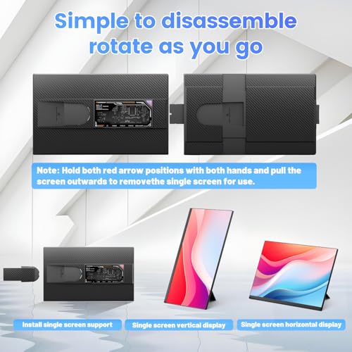 Image of Teamgee 15.6 inch Laptop Screen Extender, Slim & Lightweight Portable Monitor for Laptop, Full HD IPS, 360 Rotating Stand, Detachable, USB-C Plug & Play, RGB Lighting, Thin Bezels