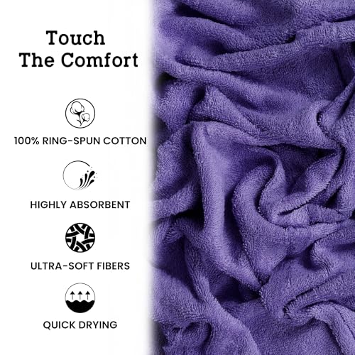 Casa Lino Lavender Bath Towels Set of 4 (54" x 27") - Large Bathroom Towel Set - 100% Cotton Towels for Bathroom - Highly Absorbent & Quick Dry Bath Towel Multipack - New Apartment Essentials by Casa Lino - Image 6