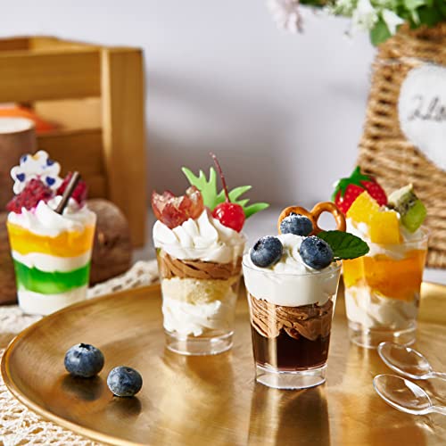 Jolly Chef 300 Pack 2.6 Oz Mini Dessert Cups With Spoons, Clear Plastic Pudding Appetizer Cups For Party - Small Reusable Serving Bowl Clear Plastic Cups Ideal For Christmas Halloween Wedding #TOP4