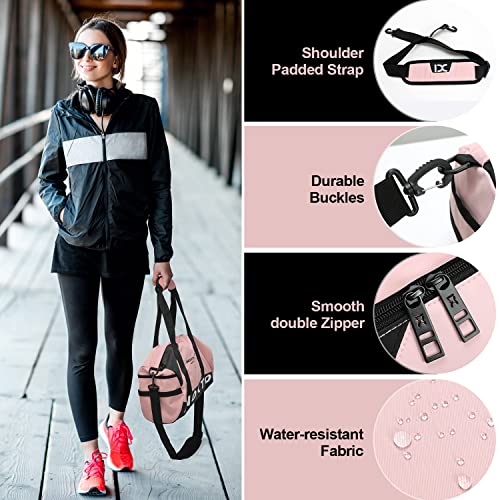 Inoxto Gym Bag, Small Sport Duffel Bag For Women, Weekender Overnight Bag With Adjustable Shoulder Straps (Pink) #TOP2