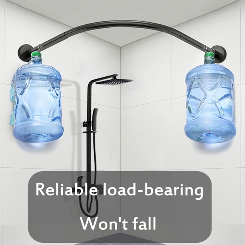 Shower Curtain Rod Rack, L Shaped Black Shower Rod, Stretchable 304 Stainless Shower Curtain Rod for Bathroom, Drill Install/Drill Free Install (Size : 90-130cm/90-130cm)