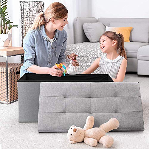 Camabel Folding Storage Ottoman Bench Cube Holds Up To 660Lbs 30 Inch Fabric Storage Chest With Memory Foam Seat Footrest Padded Upholstered Tufted For Bedroom Bg364 #TOP4