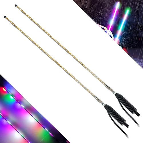 2 luces LED de látigo de 3.2 pies, luz LED estroboscópica automática de 270° para ATV UTV, con base de resorte, luces de látigo de antena