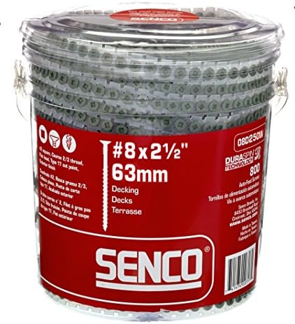 Senco Duraspin Screw Number 8 by 2-1/2-Inch All Purpose Exterior Wood Collated Screw (800 per Box) (08D250W)