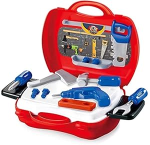 GLOMAX Play Set Toy Construction Tools Kit Toys Portable Tool Toy with Accessories Briefcase Boys Girls Engineer Toolbox kit Kids Workshop Toll Box