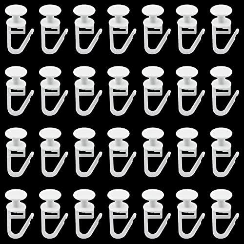 JTgugu Pack of 100 Curtain Gliders with 11 mm Head Folding Glider White Plastic Curtain Rail Track Glider Hooks for Curtain Rails Track Type Window Door Shower Drapery