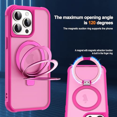 SKYLMW Compatible with iPhone 12 Pro Max Case & iPhone 13 Pro Max Case with Invisible Magnetic O-Ring Stand Translucent Phone Cases 6.7" [Compatible with Mag-Safe][Great Grip Feeling], Rose by SKYLMW - Used condition - Image 9