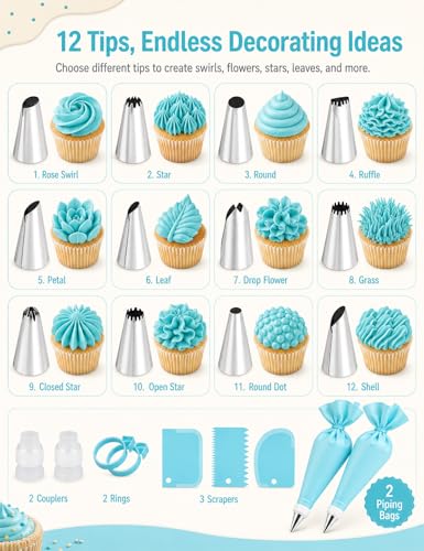 Silicone Piping Bags and Tips Set