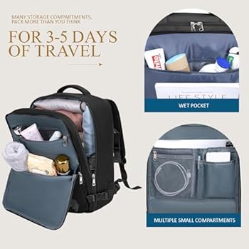Handbagagetas 45 x 36 x 20 voor easyJet, voor onder de stoel, cabinerugzak voor in het vliegtuig, 30 liter handbagage, koffer, waterafstotend, laptoprugzakken, Donker zwart, 45x36x20